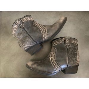 Distressed western booties